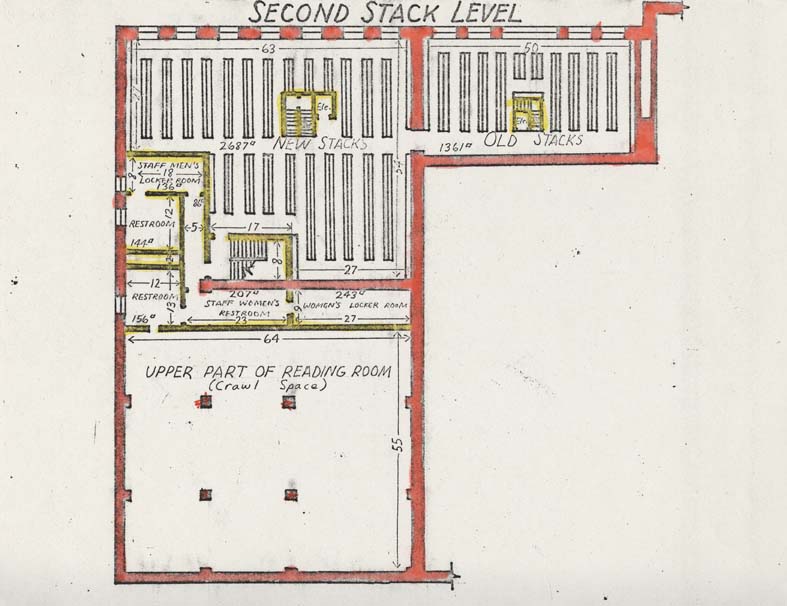 Carnegie Library second stack level plans